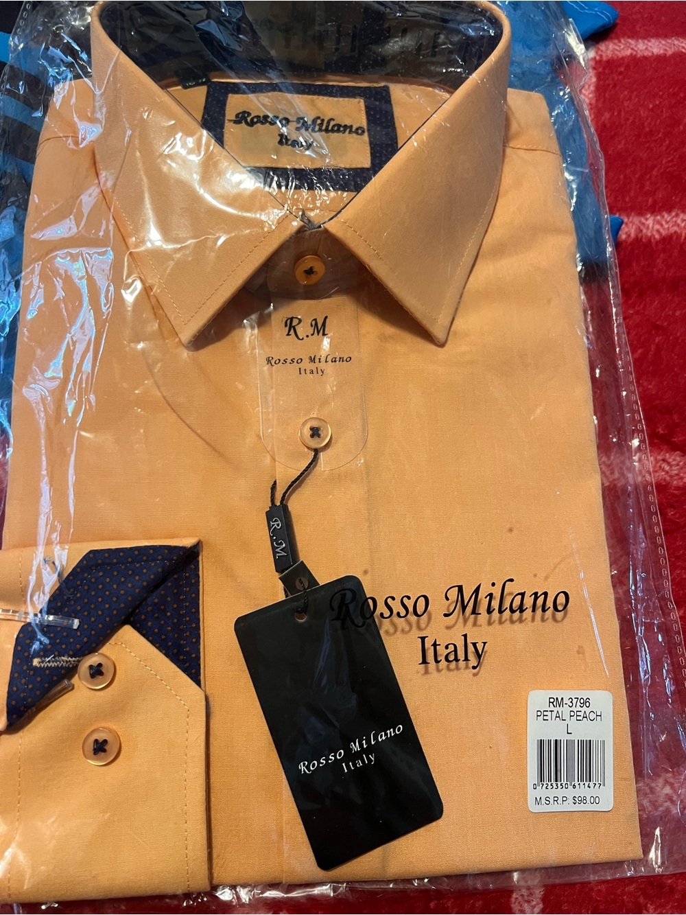 Rosso Milano Men’s Peach Dress Shirt — Tailored Formal Shirt